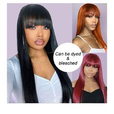 Straight Human Hair Wigs With Bangs Brazilian Virgin Hair Wigs None Lace Front Wigs Glueless Machine Made Wigs Hair Type: Glueless Machine Made Straight Human Hair Wigs With Bangs Wig Type: None Lace Front Straight Wigs Hair Material: 100% Unprocessed Brazilian Virgin Human Hair Wigs Color: Natural Color,Can Be Dyed Any Color You Want. Hair Density: 150% Density Human Hair Wigs Wigs Length: 24 Inch Cap Size: Medium Size(22-22.With Adjustable Strap And Combs, Easy T Lace Front Straight, Wig Bangs, Human Hair Wigs With Bangs, Straight Human Hair Wig, Straight Human Hair Wigs, Straight Human Hair Bundles, Women Wigs, Wigs Glueless, Straight Wigs