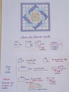 two cross - stitch squares are shown on a piece of paper