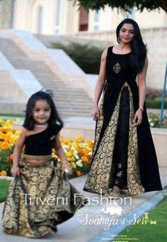 Mommy Daughter Dresses, Mom Daughter Matching Dresses, Western Dress For Women, Mom And Baby Dresses, Brocade Lehenga, Twins Fashion, Mom Daughter Outfits, Mommy Daughter Outfits, Mother Daughter Fashion