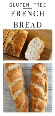 gluten - free french bread on a cooling rack with text overlay that reads gluten - free french bread