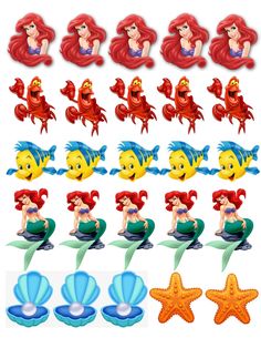 the little mermaid stickers are all different shapes and sizes, but there is no image on