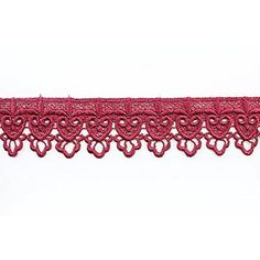 a red lace trim with hearts and circles on the edge is shown in this image