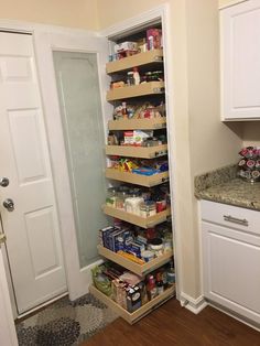 a pantry with lots of food in it