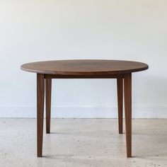 Round Tapered Leg Dining Table Pictured in Walnut/Clear Table Measurements, Solid Oak Dining Table, Counter Table, Dining Table Legs, Dining Room Living Room, Sofa Seats, Oak Dining Table, Solid Wood Furniture, Living Room Coffee Table