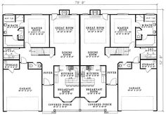 the floor plan for a three story apartment with multiple levels and four bedroom, two bathrooms