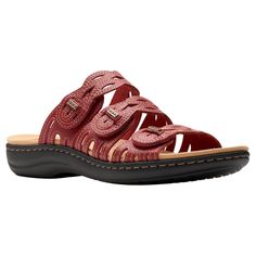 Clarks Collection Laurieann Ruby Leather Slide Sandal - 22062787 | HSN Beach Sandals With Leather Footbed And Synthetic Material, Beach Sandals With Leather Footbed, Beach Sandals With Cushioned Footbed And Toe Loop, Synthetic Sandals With Heel Loop For Beach, Beach Sandals With Heel Loop In Synthetic Material, Leather Beach Slides With Heel Loop, Synthetic Slides With Heel Loop For Beach, Beach Slides With Heel Loop In Synthetic Material, College Bedroom