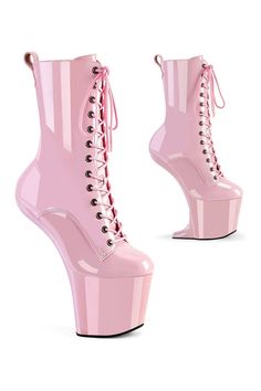 Pleaser Pink Ankle Boots Platform Stripper Shoes | Buy at Sexyshoes.com Neon Heels, Alternative Shoes, Single Sole Heels, High Heel Stiefel, Festival Shoes, Pink Platforms, Punk Boots, Gogo Boots, Shoe Inserts