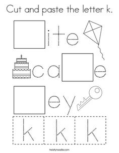 cut and paste the letter k worksheet for kids to practice their writing skills