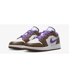 Jordan 1 Low Condition:New In A Box, Never Worn Size: 4.5y/ 6 Women's Color: Brown And Purple Air Jordan 1 Low Purple, Jordan 1 Low Purple, Nike Jordan 1 Low, Adidas Shoes Yeezy, Nike Converse, Retro Basketball Shoes, Jordan Model, Wild Berry, Air Jordan 1 Low