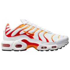 Maximize your young athletes’ potential with tech-driven comfort in the Nike Air Max Plus EMEA. Rooted in the original design to support energetic strides, these Air Max sneakers bring aboard a lightweight, breathable upper to deliver all-day comfort to your stars. Fitted with the iconic Tuned Air technology, these running shoes power up your boys’ steps with unreal bounce and cushioning so they can train well for a brighter future. Infusing sights and sounds of beach life, the plastic arch on t Nike Wishlist, Tn Shoes, Nike Shoes Women Fashion, Young Athletes, Casual Running Shoes, Best Running Shoes, Nike Air Max Plus, Air Max Plus, Nike Shoes Women