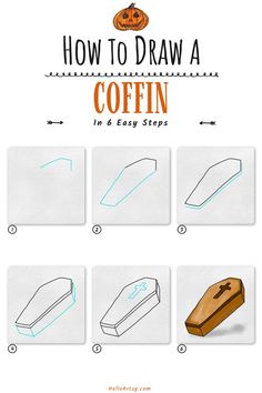 how to draw a coffin in 6 easy steps