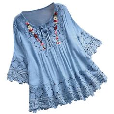 Women Leisure Fashion Printing Lace Short Sleeve Round-Neck Tops Features: 1.100% brand new and high quality. It is made of high quality materials, durable enough for your dwearing 2.Stylish and comfortable design make you more attractive Handsome 3.Great for Daily,I am sure you will like it! 4.Wear these Blouse to keep Fashion and make your life more . 5.Great for Party,Daily,Casual,I am sure you will like it! It's very fashion and make you so beauty. Product Description: Material: Lightweight,ultra soft keep you all day stay cool Occasion: Daily wear, dates, school, working, street wear,etc. Clothes perfect to match you favorite shoe and bag etc.Care: low temperature hand wash / machine wash. Features: Casual style showing your unique charm and vitality, add a sense of elegance and style Plus Size Chic, Crochet Lace Blouse, Laced Up Shirt, Elegant Embroidery, Floral Lace Tops, Tie Neck Tops, Embroidery Top, Ruffles Fashion, Chic Blouses