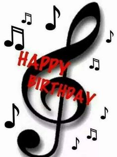 a musical note with the words happy birthday