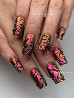 Rave Nails, Geometric Nails, Abstract Nails, 2023 Nails, Nail Time, Unicorn Nails, Drip Nails, Modern Nails, Nice Nails