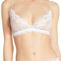 Hanky Panky Women's Duchess Sheer Lace Bralette Bra. New With Tags Color: Ivory /Marshmallow./Off White/ Eggshell White. Size Small Retails: $65 A Sheer Lace Hanky Panky Bralette With Scalloped Edges. Elastic Band. Adjustable Shoulder Straps. Angelic White Lace Knit Stretch Makes This Comfortable Bra Wedding Night Worthy. Shell: 89% Nylon/11% Spandex. Trim: 43% Nylon/36% Polyester/14% Rayon/7% Polyurethane. Hand Wash Cold, Line Dry. Made In The Usa. Bottoms Sold Separately. Thanks. 7/26i Sheer White Wedding Bra, White Sheer Wedding Bra, White Delicate Wedding Bra, White Feminine Bra With Delicate Lace, White Lace Delicate Bra, Delicate White Lace Bra, White Feminine Bra With Lace Trim, White Lace Bra Feminine Style, White Lace Feminine Bra