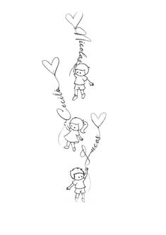 a drawing of two people holding balloons with hearts on them and the words i love you written