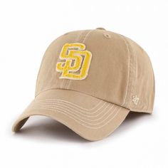 a baseball cap with the letter g on it's front and yellow embroidered on the side