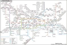 the london underground map is shown with all its major lines and their names on it