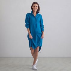 With a fluid, drapey silhouette and long sleeves, our Camilla linendress is versatile, comfortable and effortlessly stylish. Thanks to the understated gathered detailing to the cuffs and back, delicate buttons and two handy pockets, this linen dress works as beautifully on a summer picnic as in the office. Available in Black, Graphite, Marine Blue, Sea Blue It is made-to-order item hand-made individually for you. We would appreciate if you choose your size carefully and help us minimize the retu Blue Long Sleeve Lagenlook Dress, Oversized Long Sleeve Linen Dress For Fall, Lagenlook Long Sleeve Tunic For Daywear, Lagenlook Long Sleeve Linen Tunic, Lagenlook Long Sleeve Linen Dress, Casual Long Sleeve Linen Day Dress, Casual Long Sleeve Linen Dress For Daywear, Casual Long Sleeve Linen Dress With Relaxed Fit, Linen Long Sleeve Relaxed Fit Shirt Dress