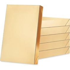 a gold folder with five different sections on the front and one in the back, set against a white background