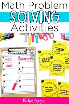 a poster with the words, math problem solves and other activities to help students learn