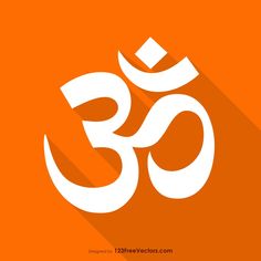 an orange and white icon with the word om shant on it's side