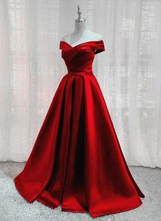 Perfect dress😊 Party Dress Red, Satin Evening Gown, Color Rush, Evening Dress Floor Length, Red Evening Dress, Beautiful Prom Dresses