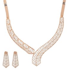 The artistic design of this 18k rose gold drop-earrings and necklace set with 3.88ct diamonds makes it perfect for formal occasions. This Indian gold jewelry set has a chic style that is alluringly exquisite.Features• 18k rose gold• Diamonds As a leading gold Indian jewelry store in the USA, we are proud to offer a wide selection of beautiful pieces, including this gleaming 18k rose gold drop-earrings and necklace set with diamonds. Shop with us for the finest Indian jewelry and experience the b Elegant Rose Gold Diamond Jewelry Sets, Rose Gold Fine Jewelry Sets For Formal Occasions, Formal Rose Gold Jewelry Sets With Elegant Design, Elegant Rose Gold Jewelry Sets For Formal Occasions, Formal Rose Gold Fine Jewelry Sets, Formal Rose Gold Elegant Jewelry Sets, Formal Elegant Rose Gold Jewelry Sets, Rose Gold Necklace Set, Gold Indian Jewelry