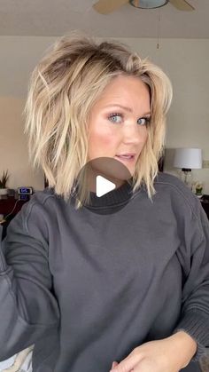 BETH KOHLER on Instagram: "Here’s how I style my new haircut. Save this. Tools: @hottoolspro round brush hair dryer @hottoolspro 1” curling iron @babylissprousa hair straightener Stiff comb Products: Heat protectant spray (pre-dry) CO LAB volumizing dry shampoo from Target Kevin Murphy Session Spray Flex hair spray Kevin Murphy Session Spray strong Hold hair spray Yea, this style/my style is a little messy. I do go back thru and get it to lay together before I go out the door but for sake of Hair From Brown To Blonde, Thinning Hair Bob, Teasing Hair, How To Style Messy Short Hair, Beth Kohler Hair, How To Style A Layered Bob, Air Dry Hairstyles For Fine Hair, Hot Air Brush Short Hair, Hair Dryer Brush For Short Hair