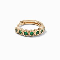 Claire's Gold 18G Emerald Cartilage Clicker Earring Clicker Earring, Piercing Cartilage, Fashionable Jewelry, Cartilage Earrings, Jewelry And Accessories, Metal Style, The Gold, Bezel Setting, Jewelry Earrings Studs