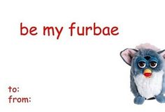 a stuffed animal with the words be my furbae on it's face