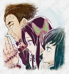 two anime characters one with a butterfly on his head and the other holding something in her hand