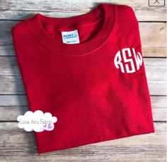 "These long sleeve, monogrammed t-shirts are made of a comfortable, lightweight cotton or cotton blend fabric, making a casual, yet stylish, addition to the wardrobe of any toddler. I offer boys t-shirts using four different styles of fonts. Shirts ordered from this listing will be monogrammed using a formal font as shown in the listing picture. The order of the letters will be FIRST NAME - LAST NAME - MIDDLE NAME. IMPORTANT: When placing your order please provide the following information - 1. Round Monogram, Back To School Clothes, Round Font, Mens Monogram, Boy Monogram, Preppy Shirt, Monogram T Shirts, Monogram Shirts, Be First