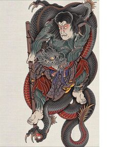 Japanese Bull Tattoo, Irezumi Tattoos Design, Samurai Back Tattoo, Japanese Samurai Tattoo, Bull Tattoos