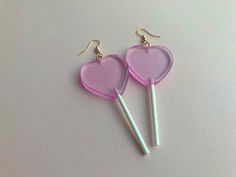 Finally offering another color of lollipop heart earrings :) this is an adorable lavender shade! The length is 3". Please feel free to message me with any questions 💖🍭 Cute Pink Heart Earrings For Birthday, Trendy Purple Heart Earrings, Trendy Purple Heart Earrings As Gift, Trendy Purple Heart Earrings For Gift, Lollipop Heart, Pink Lollipop, Lollipop Earrings, Heart Lollipop, Purple Heart