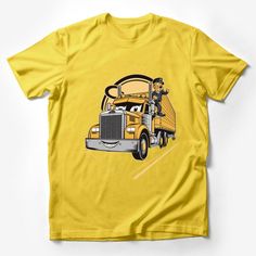 Cartoon Truck Driver T-Shirt, Kids Fun Transportation Tee, Boys Graphic Dump Truck Shirt, Yellow Truck Illustration Apparel Male T-Shirt Custom graphic T-Shirt.Customize your color Cartoon Truck, Truck Illustration, Yellow Truck, Truck Shirt, Cartoon Tops, Fox Shirt, Truck Shirts, Space Shirts, Dance Shirts