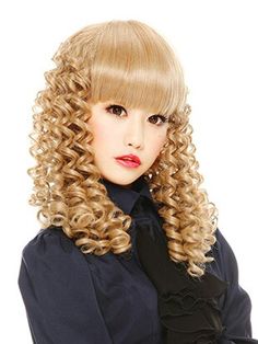 ゴスロリ Curly Pigtails With Bangs, Curling Bangs With Rollers, Kawaii Bangs Hair, Ringlets Curls, Gyaru Hair Curly, Gyaru Hair Pigtails, Oc Creator, Ringlet Curls