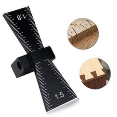 a wooden ruler with different angles and measurements