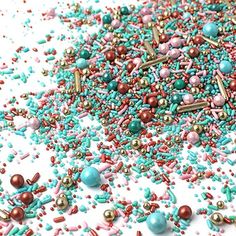 sprinkles and beads are scattered on the ground