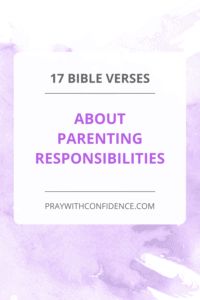 a purple watercolor background with the words, 17 bible verses about parenting and res