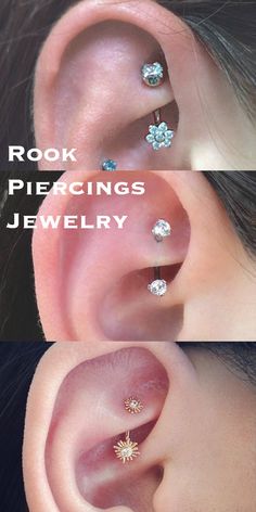 three different types of piercings in the ear