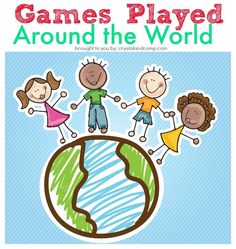 the book cover for games played around the world with children holding hands and standing on top of