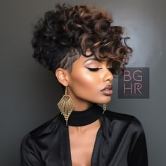 Pixie Perfection: Stunning Styles for Black Women! – Black Girls Hair Rocks Short Curly Mohawk Black Women, Mohawk Black Women, Short Curly Mohawk, Short Haircuts Black Hair, Braided Mohawk Hairstyles, Black Hair Updo, Vegas Hair, Micro Braids Hairstyles, Short Weave Hairstyles