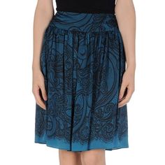 Emilio Pucci Italy Silk Skirt Size It 40 (Us 6/Uk 8/F 36): Waist - 26"; Length - 22.5" * Authentic Emilio Pucci Skirt * Each Side Has Zip Closure W/ Golden Hardware * Unined Interior * Paisley Print * A-Line Style * 100% Silk * Dry Clean * Teal Blue/Black Color * Made In Italy * Brand New With Tag * Mfsrp: $1490.00 Fitted Long Skirt With Paisley Print, Elegant Blue Knee-length Skirt, Elegant Fitted Paisley Print Skirt, Pucci Print, Color Block Skirt, Blue Black Color, Micro Skirt, Black Drapes, Jersey Skirt