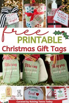 free printable christmas gift tags with text overlay that says free printable christmas gift tags