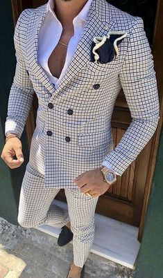 Prom Jacket, Plaid Outerwear, Formal Suits Men, Best Suits For Men, Wedding Suits For Men, Checkered Suit, Wedding Blazers, Prom Tuxedo, Men's Business Suits