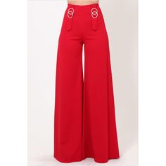 High Waist Gold Trim Detailed Wide Leg Women's Red Pants. Wide Leg Pants Are So On Trend. Get Into It! Red Wide Leg Pants With Pockets For Fall, Trendy Red Straight Pants, High Waist Red Pants For Fall, Red Wide Leg Bottoms For Fall, Trendy Red Wide Leg Bottoms, Trendy Red Wide-leg Bottoms, Trendy Red Trousers, Chic Red High Waist Wide Leg Pants, Chic Red Wide Leg Bottoms