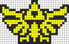 a yellow and black cross stitched pattern with squares in the shape of a butterfly