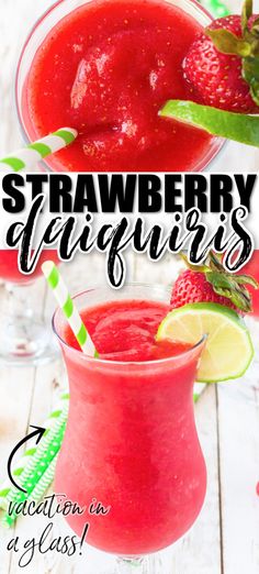 strawberry daiquiri Best Strawberry Daiquiri Recipe, Easy Strawberry Daiquiri Recipe, Strawberry Daiquiri Recipe, Frozen Strawberry Daiquiri, Mint Margarita, Daiquiri Recipe, Frozen Cocktail Recipes, Strawberry Drinks, Mocktail Recipes