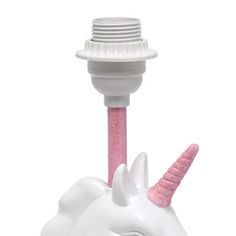 a pink and white unicorn toothbrush holder